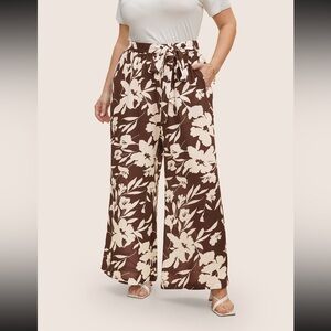 BloomChic Floral Print Ties Side Seam Pocket Pants